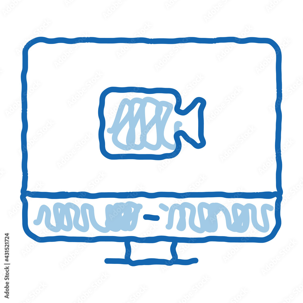 Video On Display doodle icon hand drawn illustration