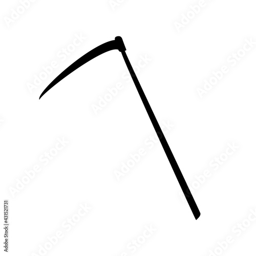 Black silhouette scythe image icon.