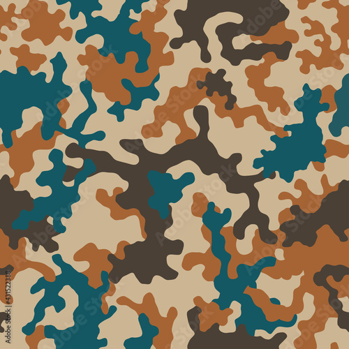 Vector camouflage seamless pattern. Fashionable design style for t-shirt. Military texture, camo clothing while hunting illustration
