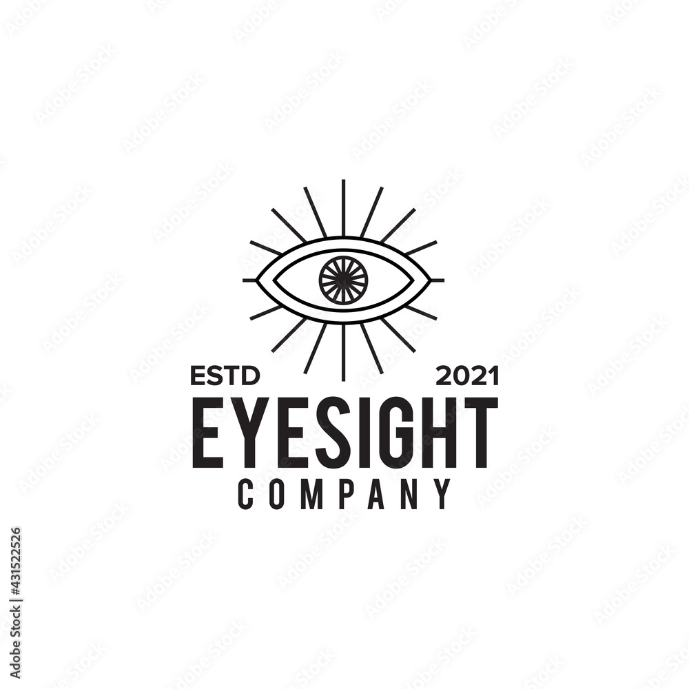 Line eye logo design template