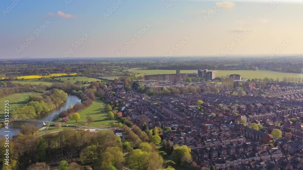 York, England - Aerial View Of The Millenium Bridge And Racecourse York, England - Aerial View Of The Millenium Bridge And Racecourse