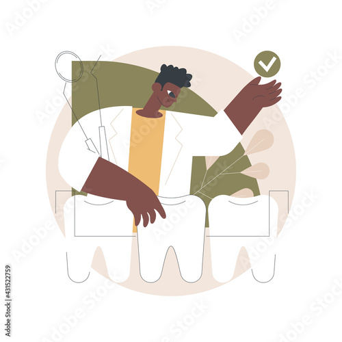 Dental tooth plate abstract concept vector illustration. Single tooth plate, dental health care, complete and partial denture, missing teeth replacement, orthodontic appliance abstract metaphor.