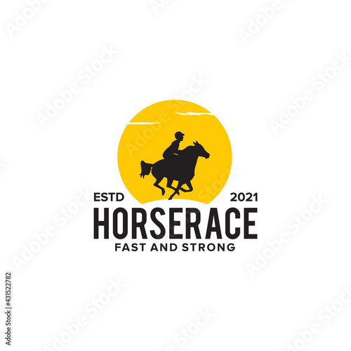 Horse race logo design template