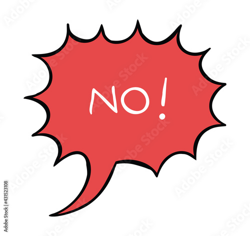 Cartoon vector illustration of exclamation bubble and no.