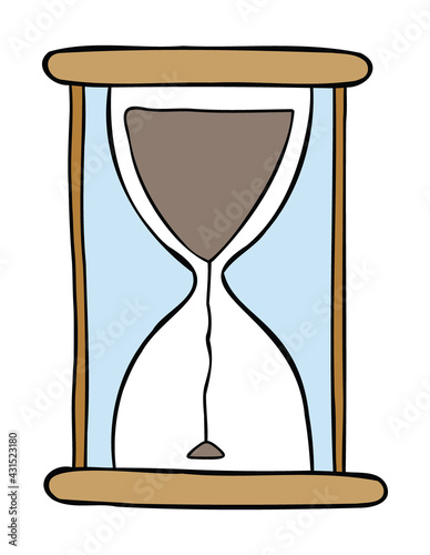 Cartoon vector illustration of newly started sand watch.