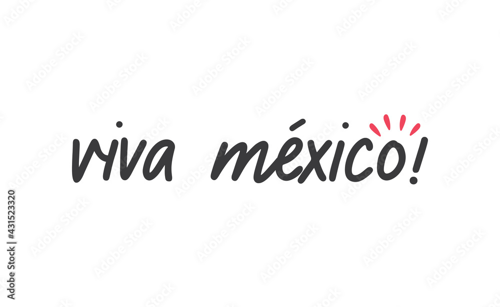 Viva Mexico, traditional mexican phrase, lettering vector illustration. Hand drawn style handwritten text.