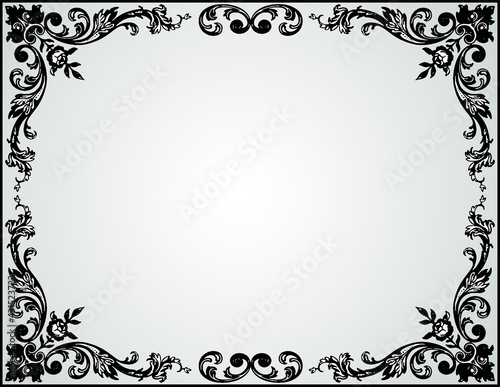 Vector greeting card with floral vintage decorative frame