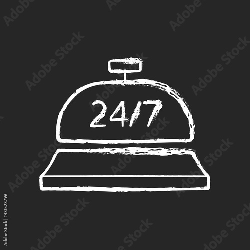 24 hour concierge service chalk white icon on black background