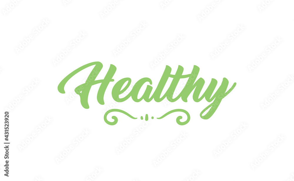 Healthy hand written lettering logo, label, badge, emblem. Organic and vegetarian food stores. Vector illustration. Healthy hand written lettering logo, label, badge, emblem. Organic and vegetarian food stores. Vector illustration.