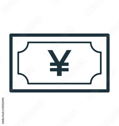 Yen Note Bold Line Icon