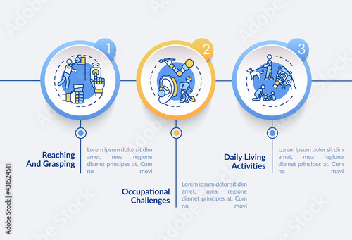 Arm prostheses tasks vector infographic template
