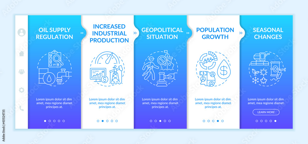 Petroleum price aspects onboarding vector template Petroleum price aspects onboarding vector template