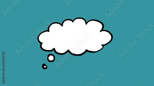 Empty speech bubble in cloud. Comic hand drawn frame by frame animation. Space for text.