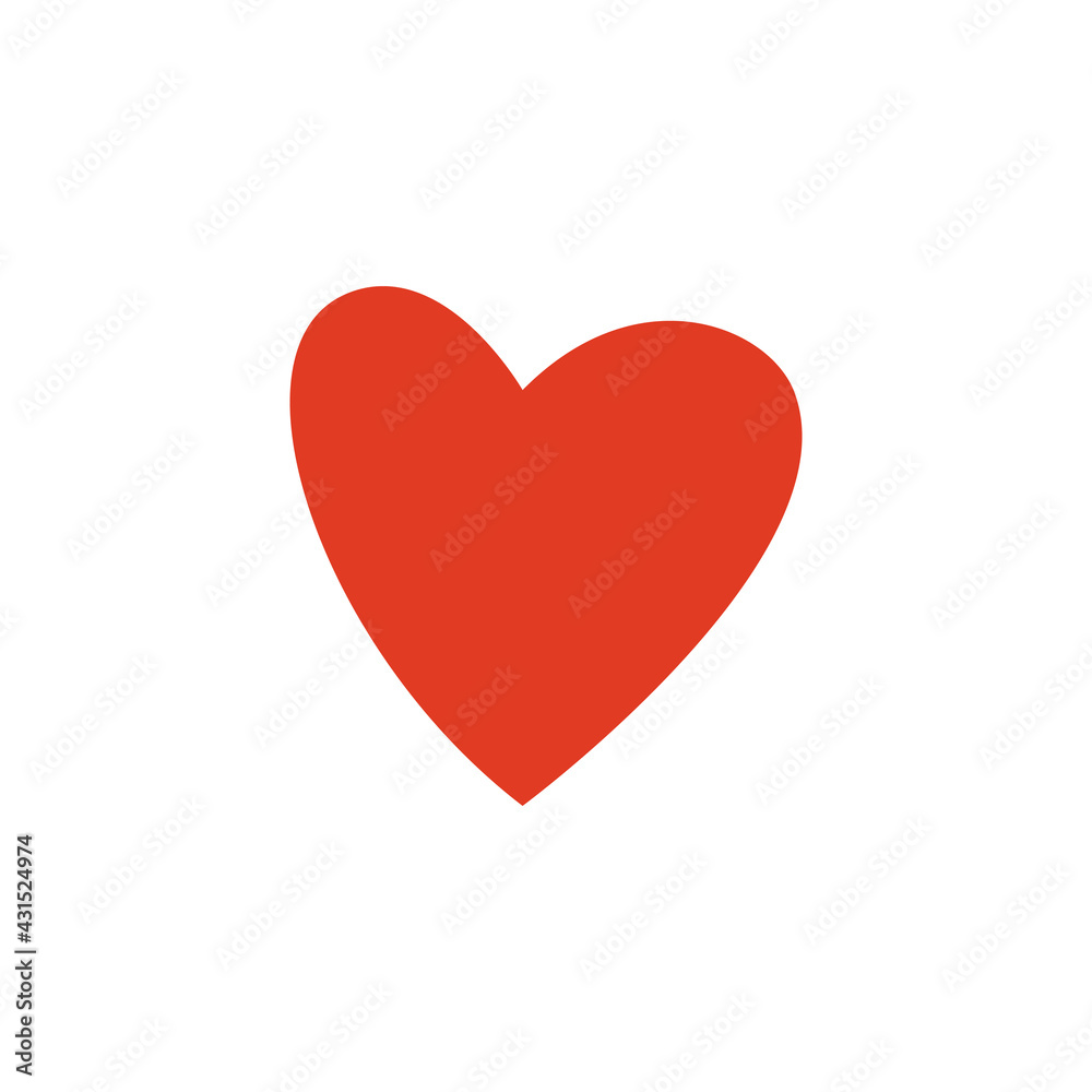 Red vector love heart on white isolated background