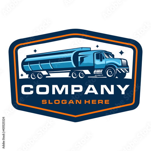 Trucking company badge logo design template