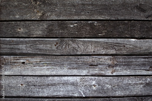 texture of old blackened wooden planks wall of abandoned house
