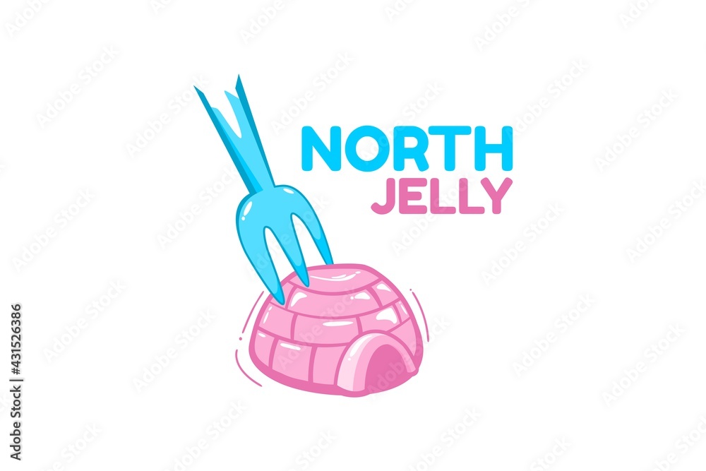 north igloo jelly pink blue fork food logo concept design illustration north igloo jelly pink blue fork food logo concept design illustration