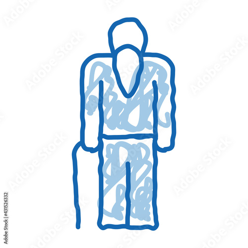 Elder Man Stick doodle icon hand drawn illustration