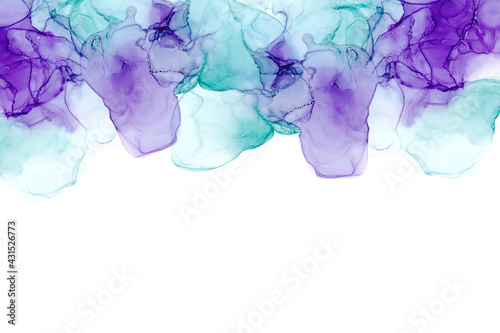 Alcohol ink sea texture. Fluid ink abstract background. Colorful abstract painting background