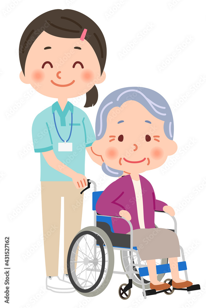 ヘルパーの男女の全身イラスト ヘルパーの男女の全身イラスト