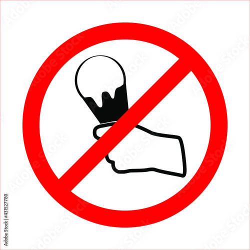 No ice cream symbol, vector illustration. Prohibiting ice cream sign drawing on a white background.