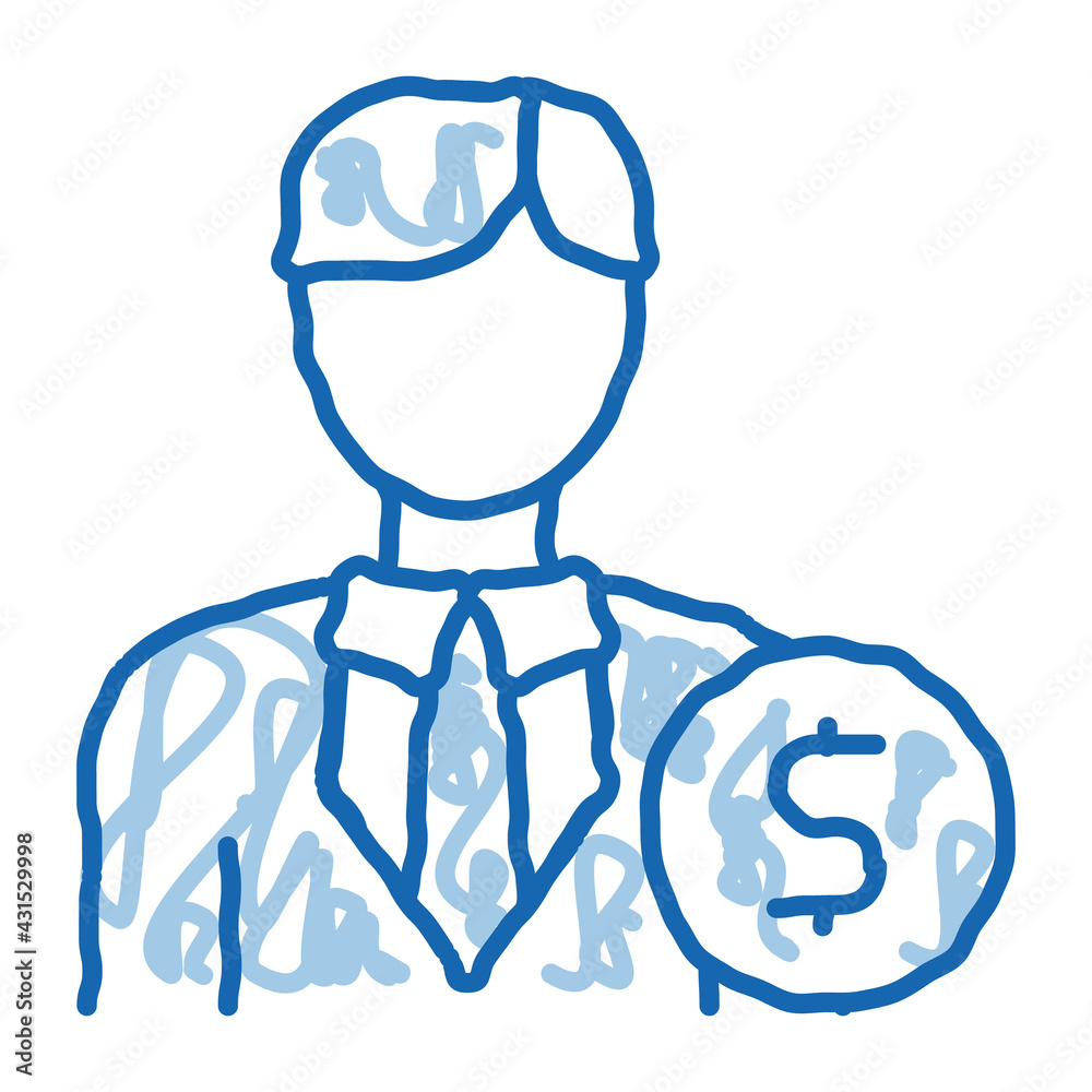 Investor Money doodle icon hand drawn illustration Investor Money doodle icon hand drawn illustration
