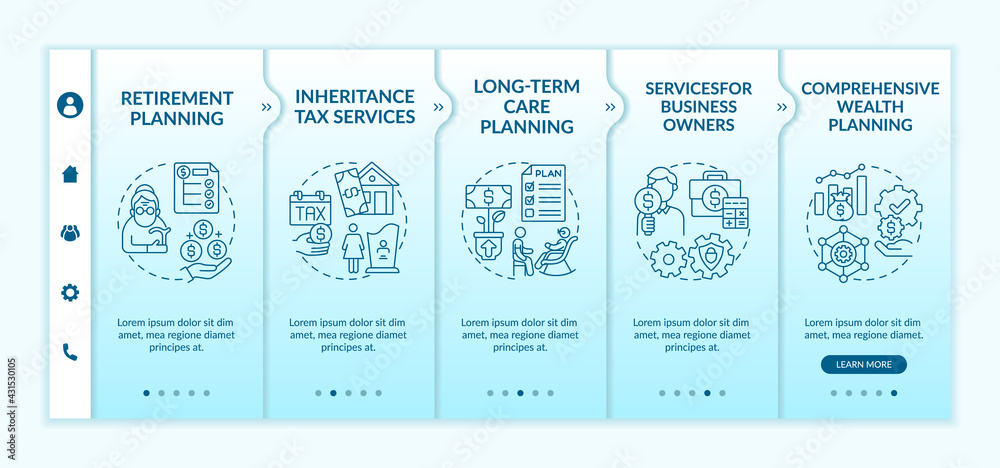 Wealth control services onboarding vector template