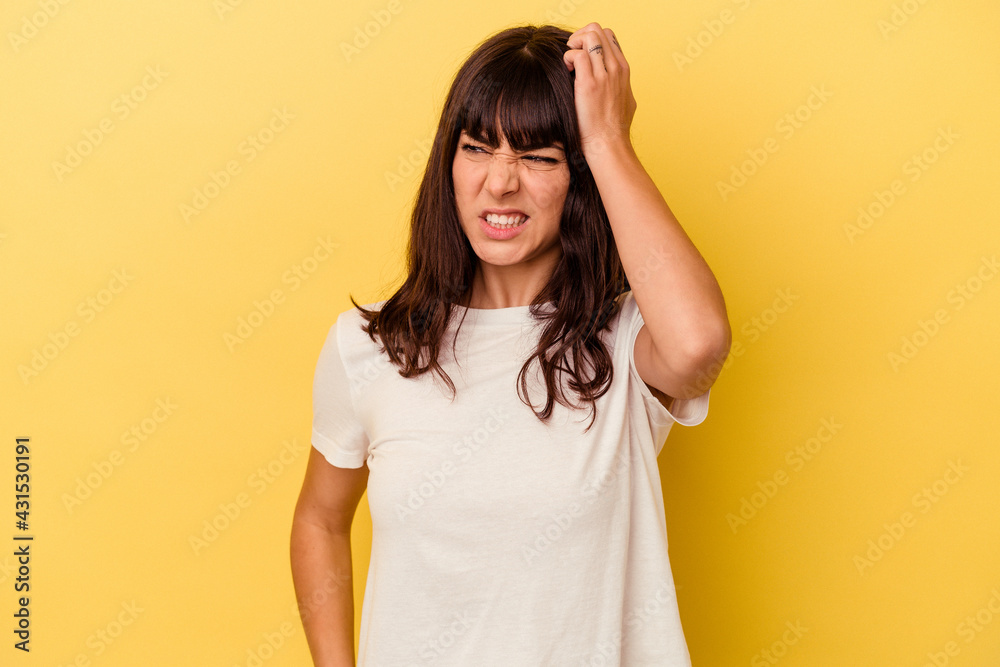Young caucasian woman isolated on yellow background celebrating a victory, passion and enthusiasm, happy expression. Young caucasian woman isolated on yellow background celebrating a victory, passion and enthusiasm, happy expression.