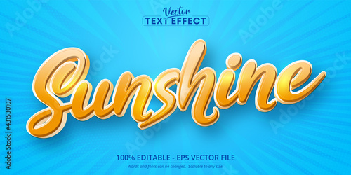 Sunshine text effect, editable cartoon text style