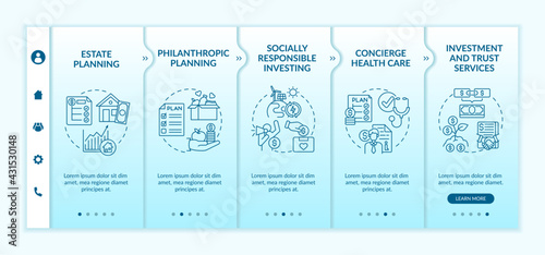 Wealth counselling services onboarding vector template
