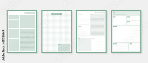 Modern planner template set. Set of planner and to do list. Monthly, weekly, daily planner template. Vector illustration.