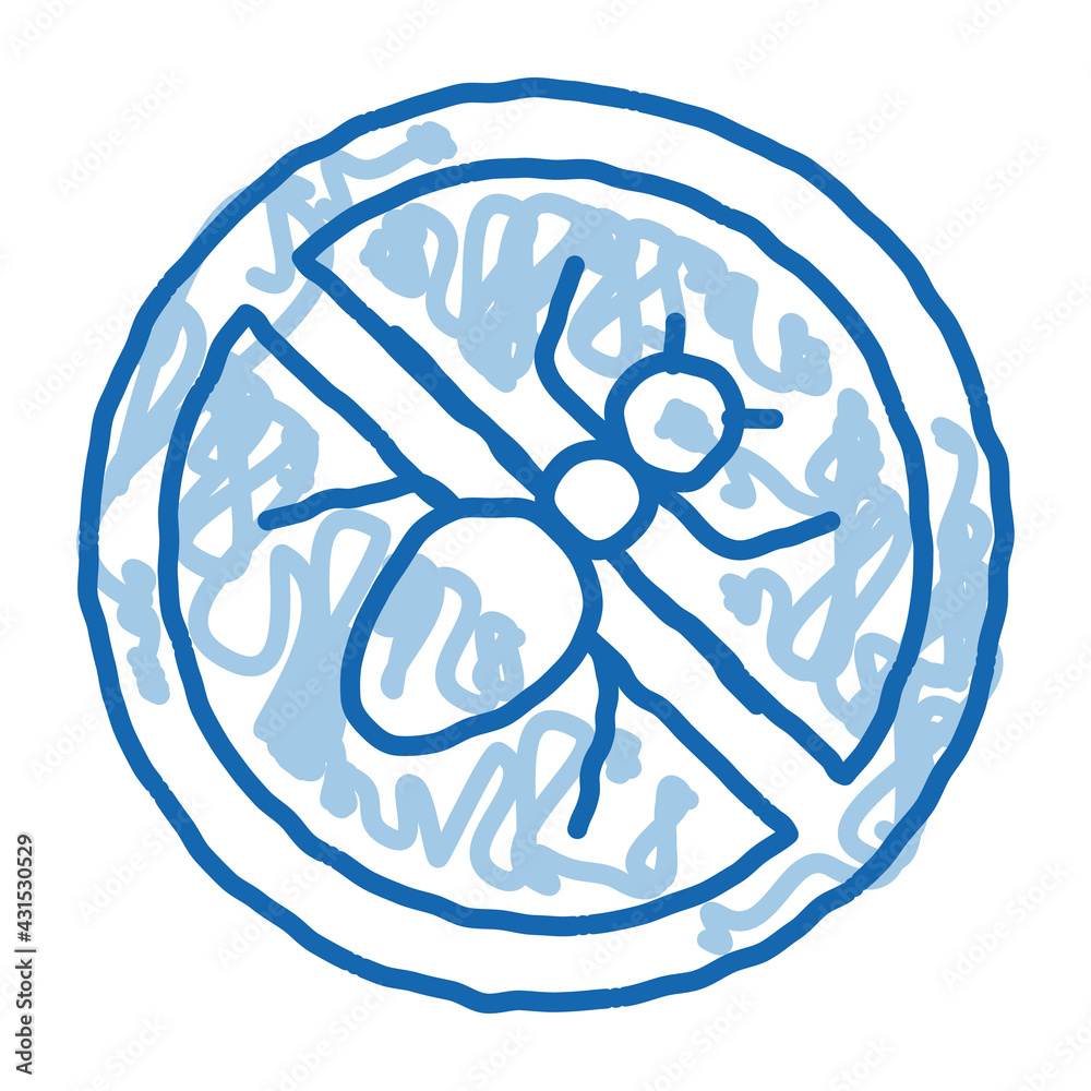 Crossed Mosquito doodle icon hand drawn illustration Crossed Mosquito doodle icon hand drawn illustration