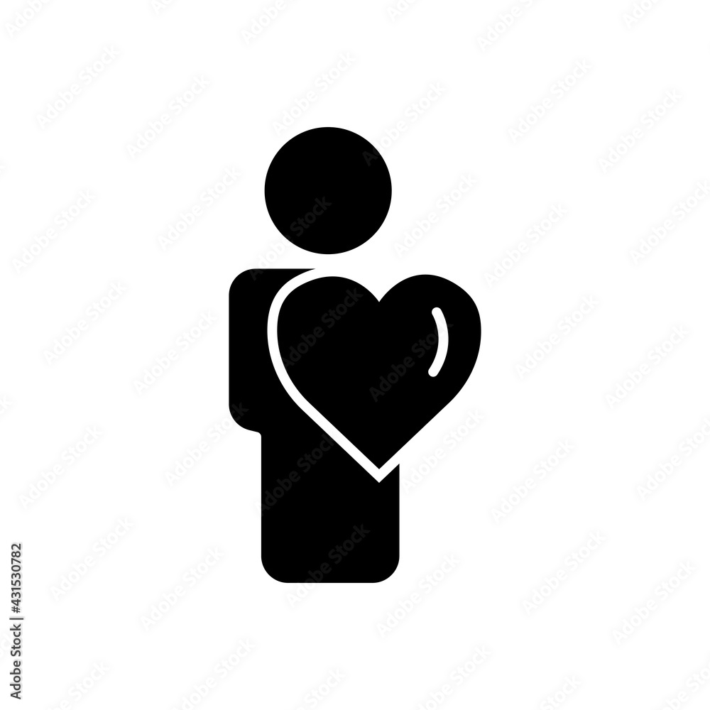 People icon with heart. charity symbol, donation, humanity. Editable stroke. Design template vector People icon with heart. charity symbol, donation, humanity. Editable stroke. Design template vector