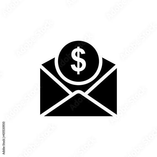 open envelope icon with dollar. charity symbol, donation, humanity. Editable stroke. Design template vector