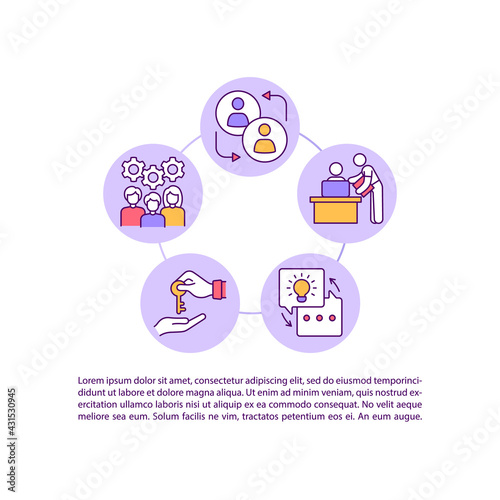 Smooth transition of responsibilities concept line icons with text