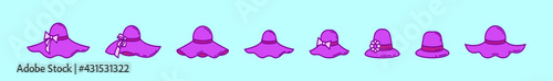 set of bonnet and hat cartoon icon design template with various models. vector illustration isolated on blue background