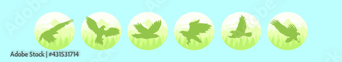 set of buzzard birds cartoon icon design template with various models. vector illustration isolated on blue background