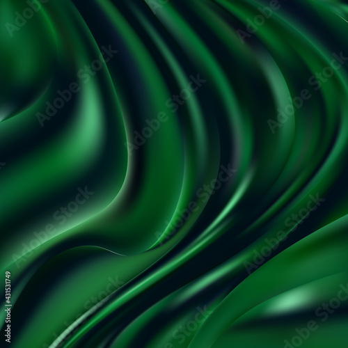 Dark green silk fabric. Textiles, beauty and fashion. eps 10