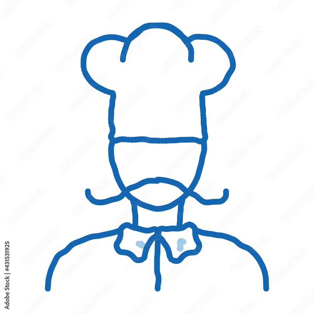 Cook Silhouette doodle icon hand drawn illustration Cook Silhouette doodle icon hand drawn illustration