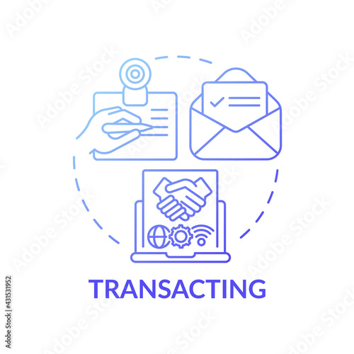 Transacting dark gradient blue concept icon