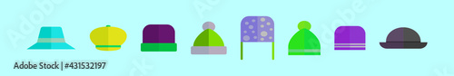 set of bonnet and hat cartoon icon design template with various models. vector illustration isolated on blue background