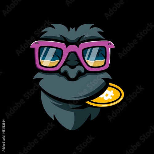 Illustration of a rich monkey with crypto currency