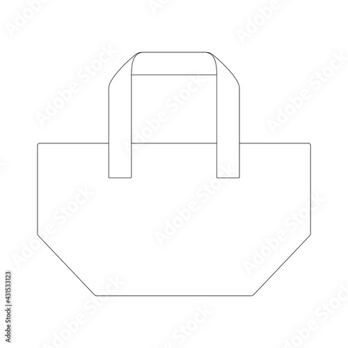 Template tote bag large vector illustration flat sketch design outline
