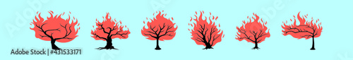 set of burning bush cartoon icon design template with various models. vector illustration isolated on blue background