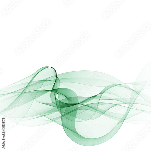 Abstract green wavy lines. Colorful vector background. smoke transparent green wave. eps 10