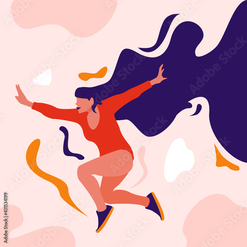 Flat design of happy woman