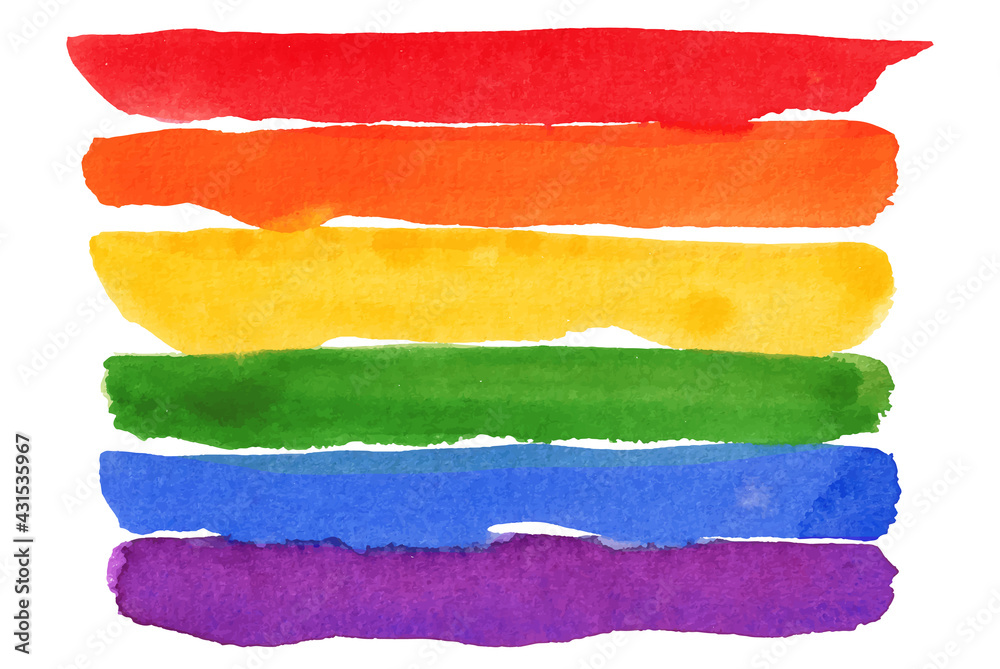 Watercolor Hand Painted Colorful Rainbow Set. Vector Pride Flag ...