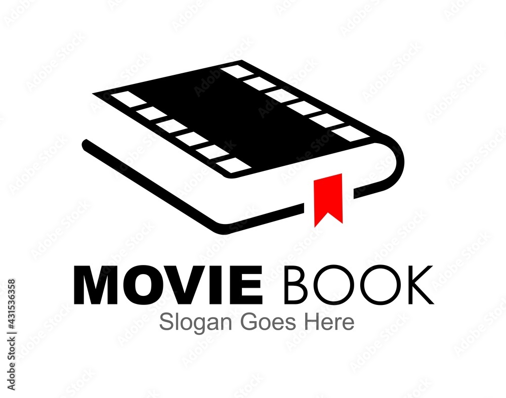 movie book logo design negative space stock vector