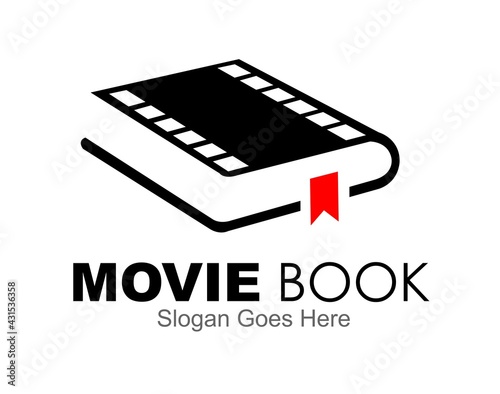 movie book logo design negative space stock vector