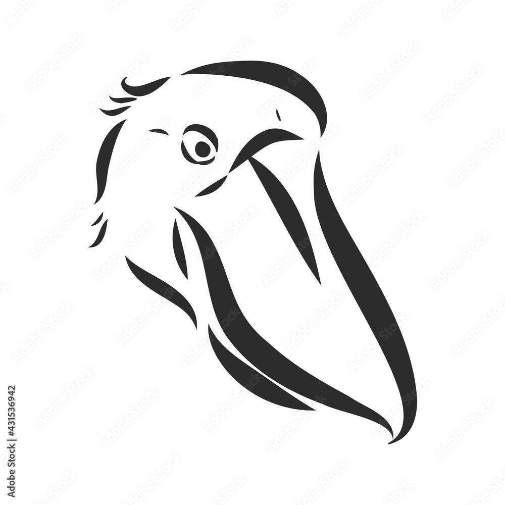 Fototapeta premium Hand drawn sketch style shoebill. Vector illustration isolated on white background.